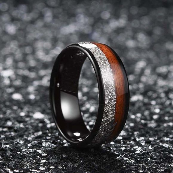 Floras Fantasies Other - Noah Koa Wood Black Tungsten Carbine Men's Ring  *!NEW SIZES!*